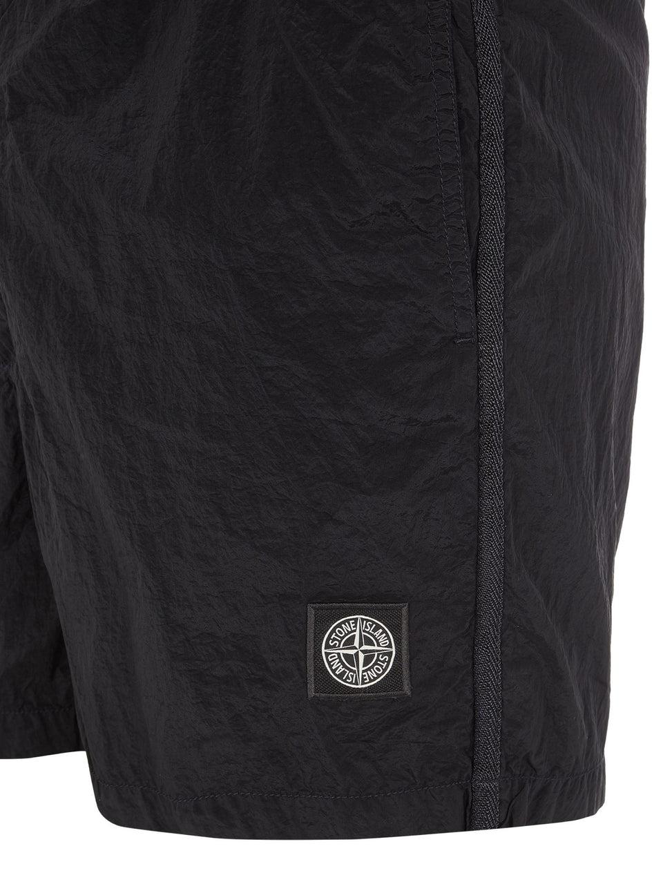 STONE ISLAND Costume da Bagno in Nylon Metal Tinto Nero Offerte