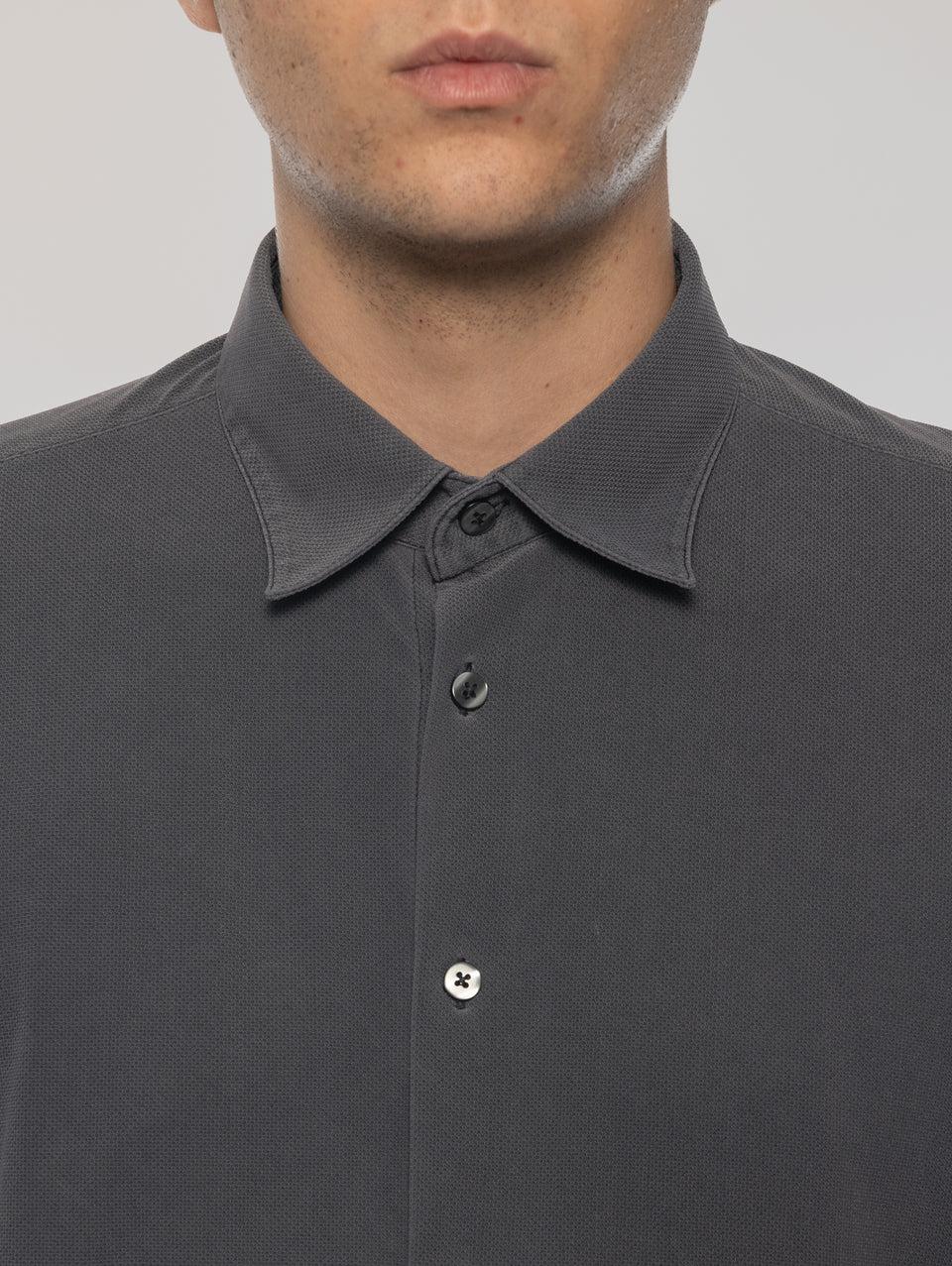 RRD Camicia in Piquet con Effetto Delavé Nero Negozio