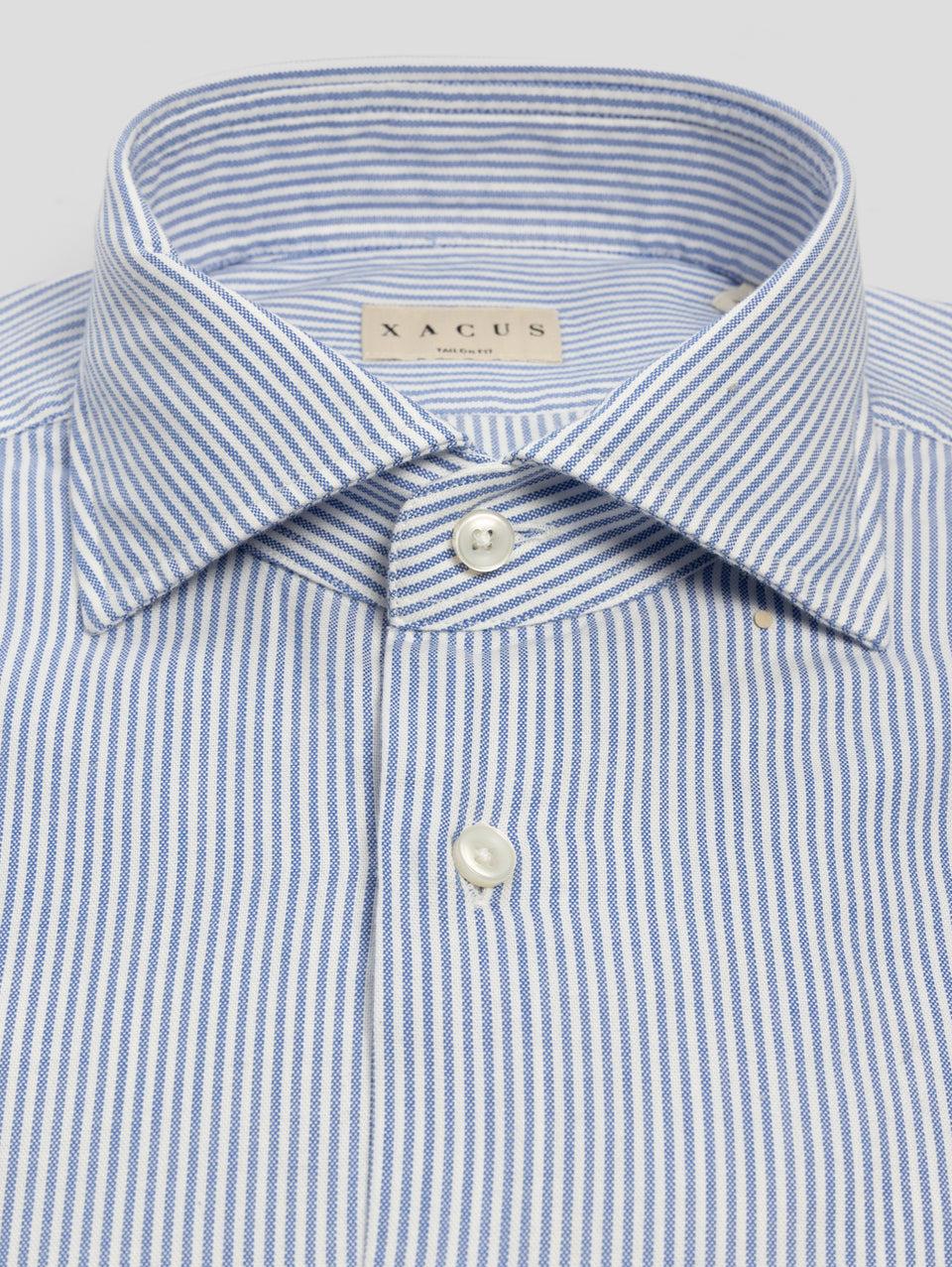 XACUS Camicia a Righe in Cotone Blu/Bianco In Saldo