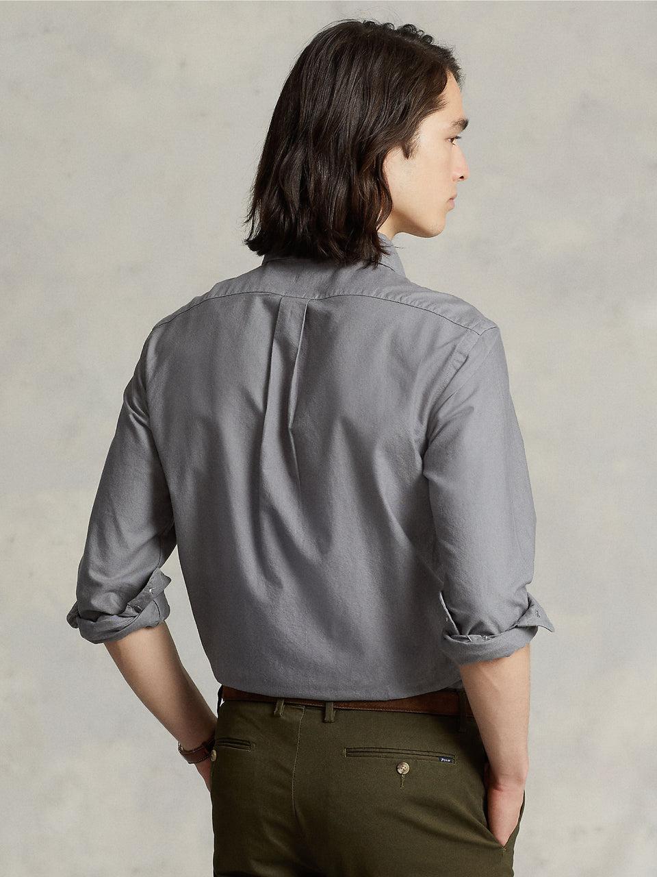 RALPH LAUREN Camicia in Cotone Oxford Slim Filt Grigia Italia
