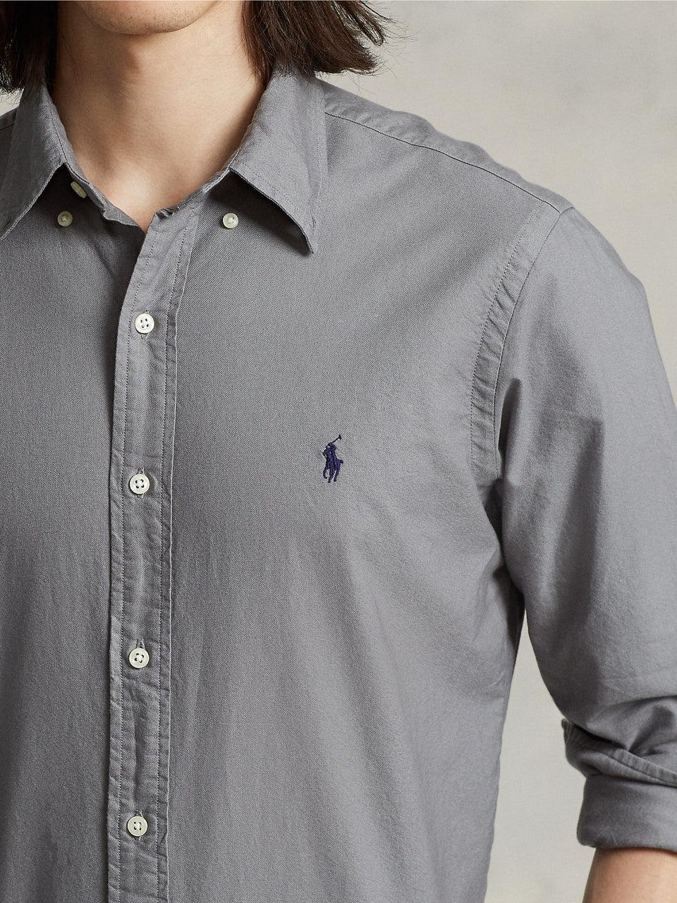 RALPH LAUREN Camicia in Cotone Oxford Slim Filt Grigia Italia