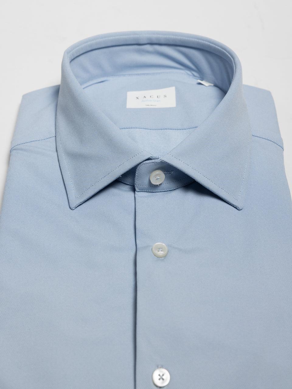 XACUS Camicia Active Shirt in Twill Celeste In Linea
