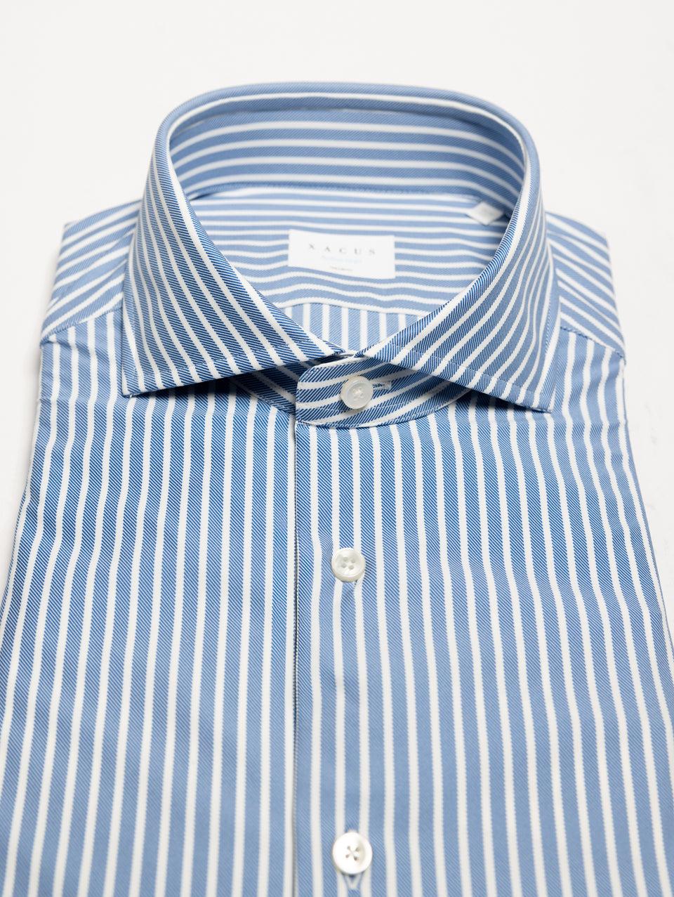 XACUS Camicia in Jersey Active Shirt Stampa Righe Celeste Qualità
