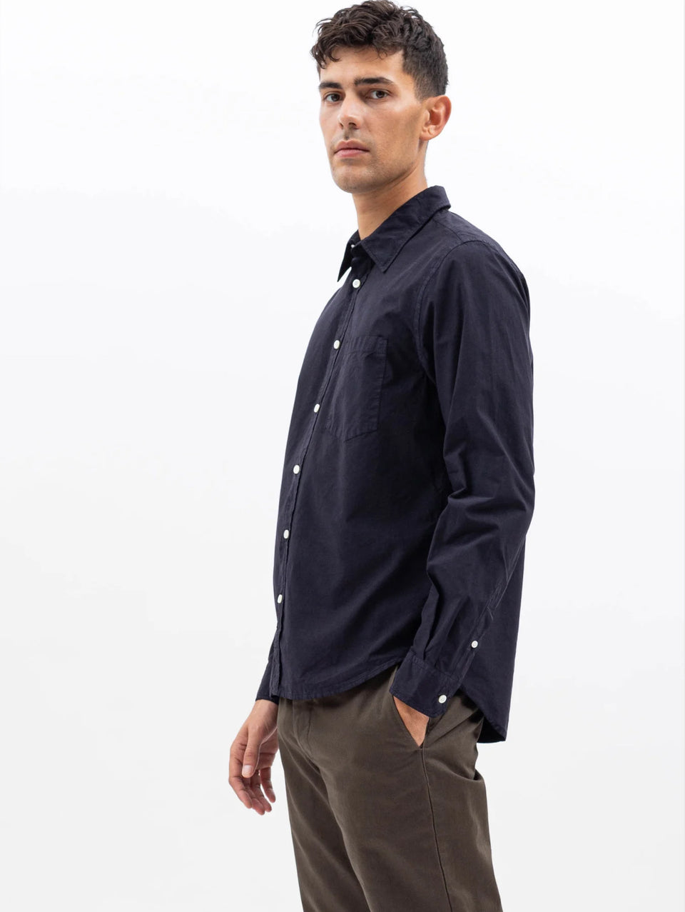 NORSE PROJECTS Camicia in Cotone Tinta in Capo Blu Spedizione Gratuita