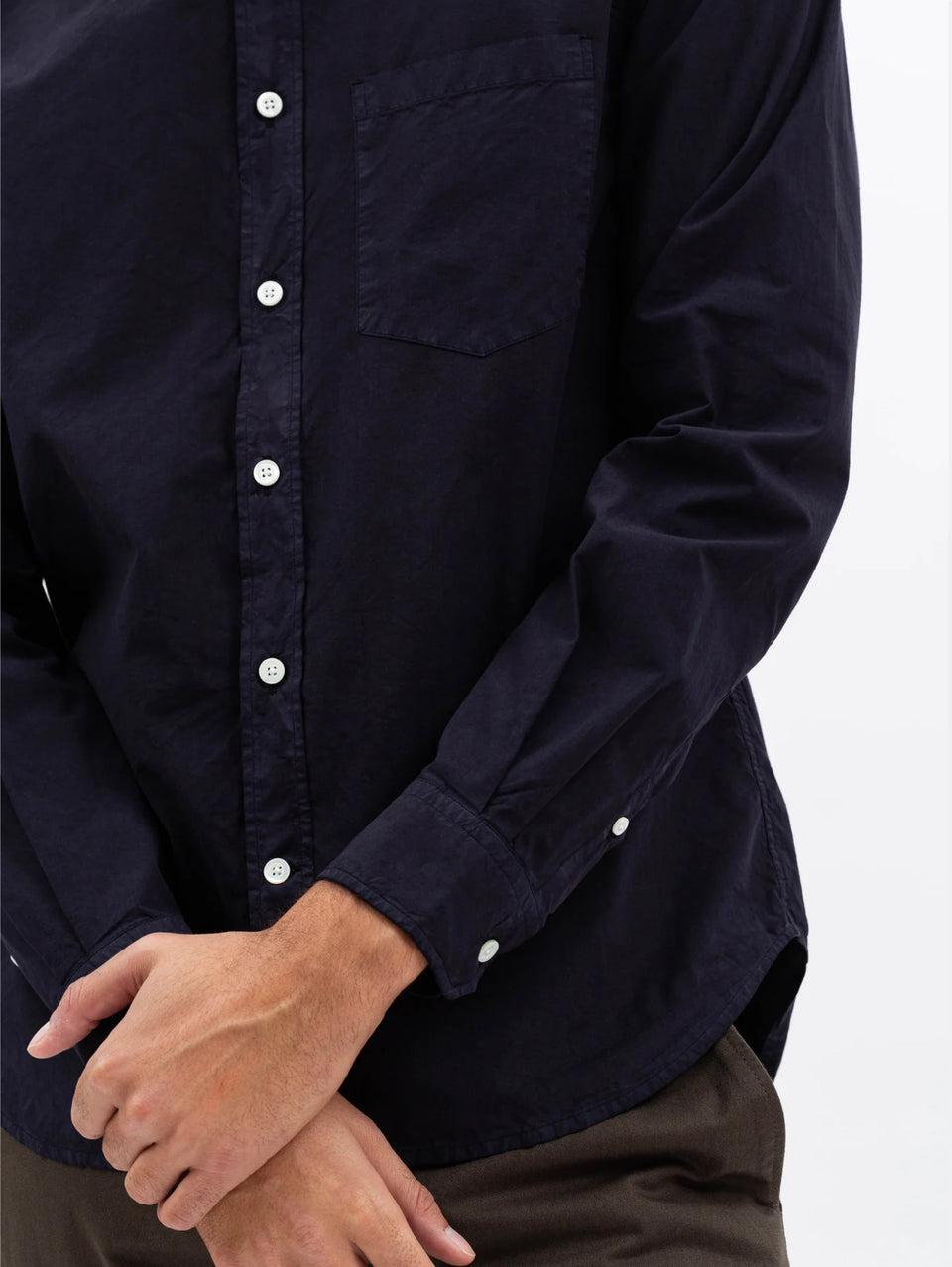 NORSE PROJECTS Camicia in Cotone Tinta in Capo Blu Spedizione Gratuita