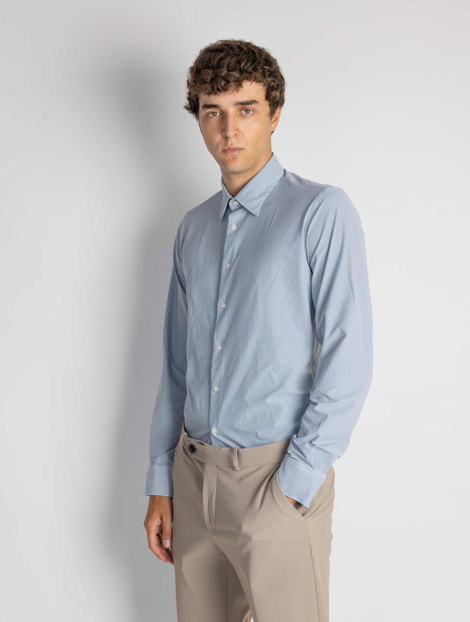RRD Camicia a Righe Slim Fit Blu/Bianco Pezzi Unici