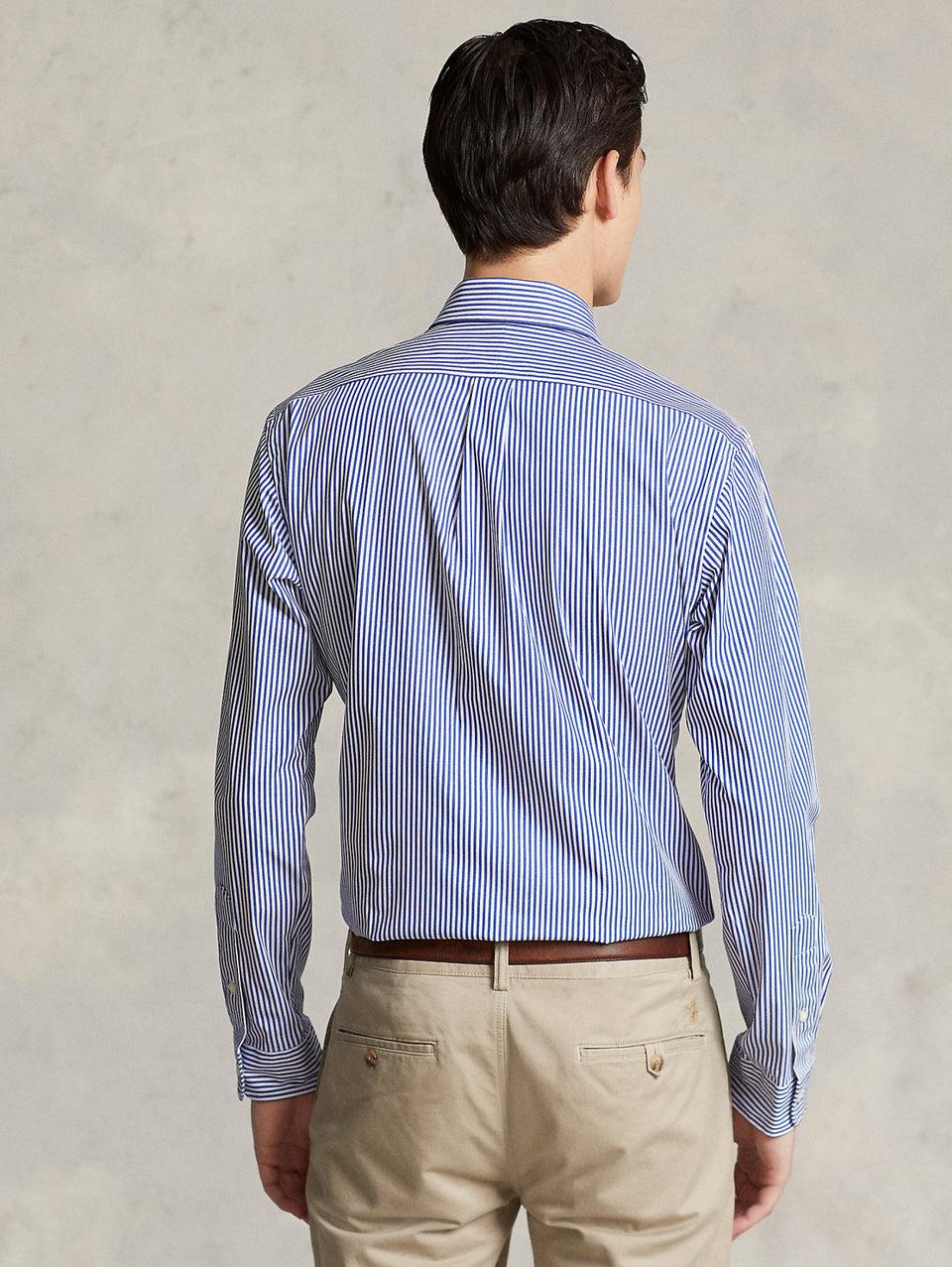 RALPH LAUREN Camicia in Popeline Elasticizzato a Righe Blu/Bianco Acquista Ora