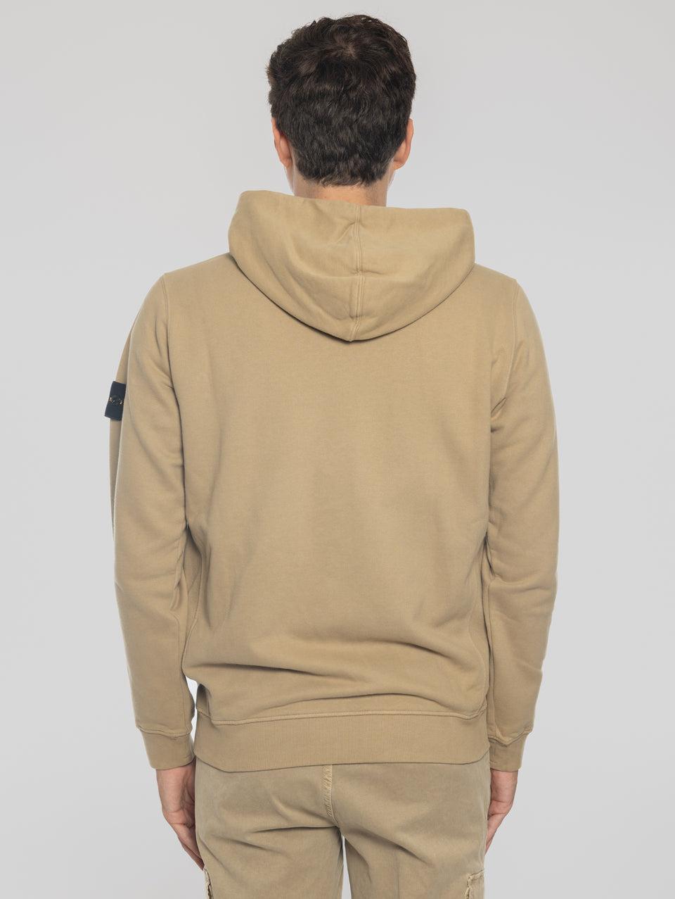 STONE ISLAND Felpa Full Zip in Cotone Organico Biscotto Sottocosto