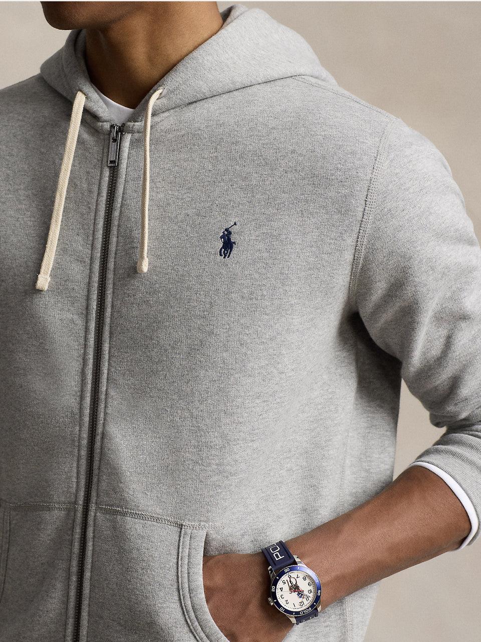 RALPH LAUREN Felpa Full zip con Cappuccio Grigio Offerta