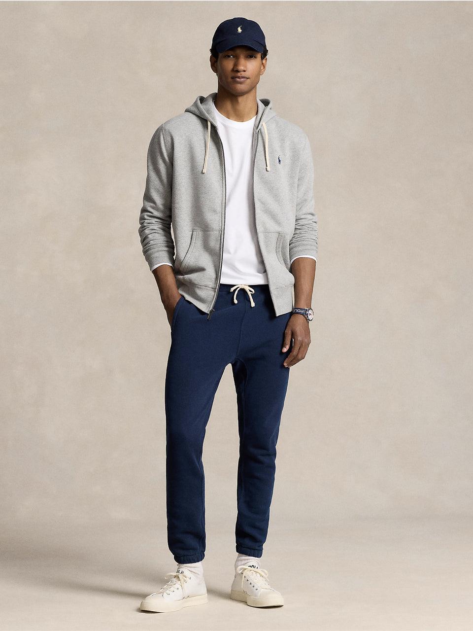 RALPH LAUREN Felpa Full zip con Cappuccio Grigio Offerta