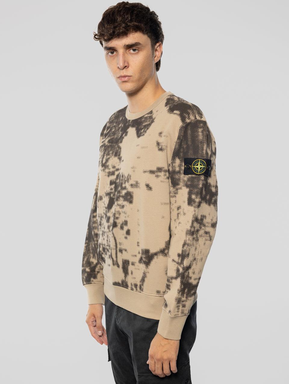 STONE ISLAND Felpa Girocollo Stampa Earth Mapping Beige Online