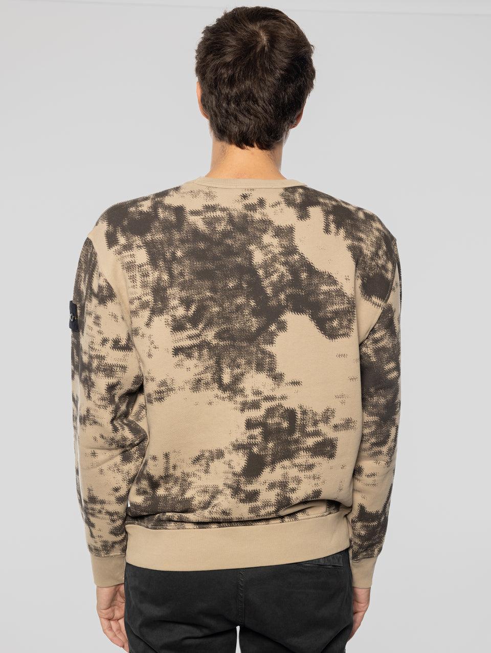 STONE ISLAND Felpa Girocollo Stampa Earth Mapping Beige Online