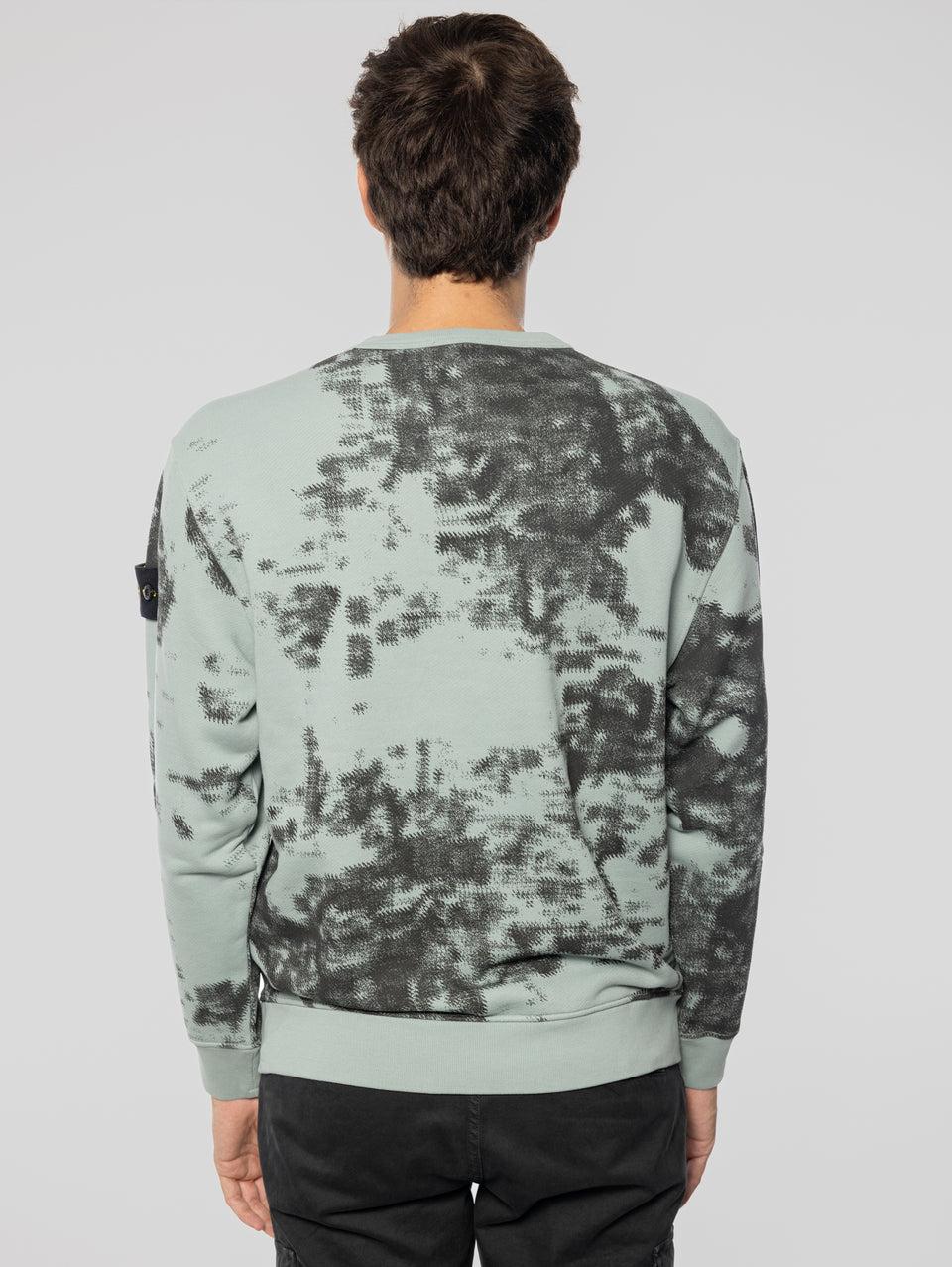 STONE ISLAND Felpa Girocollo Stampa Earth Mapping Verde/Grigio Outlet