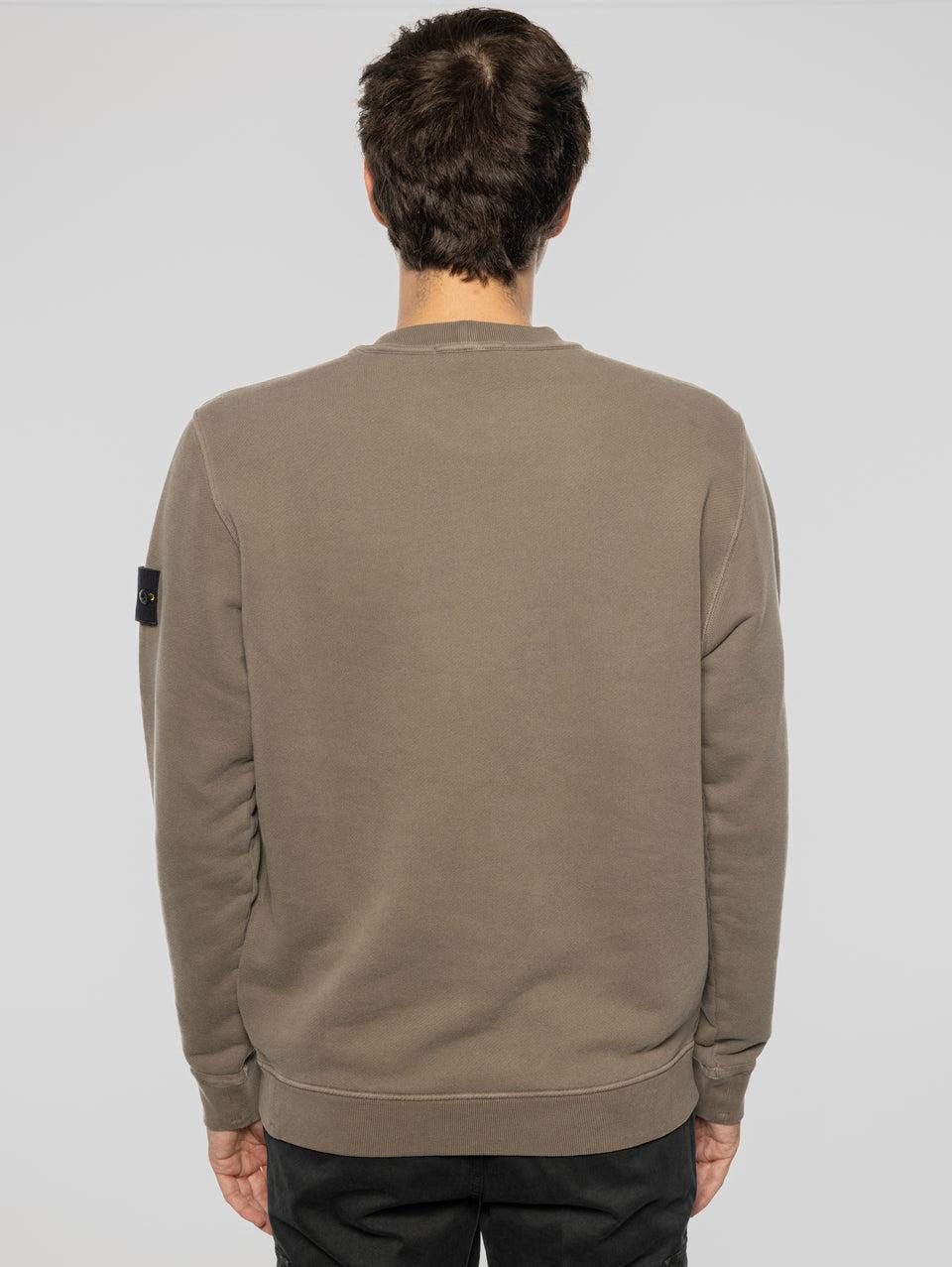 STONE ISLAND Felpa Girocollo in Cotone Diagonale Noce In Vendita