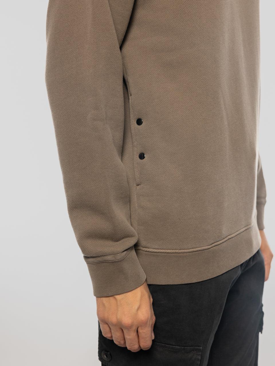 STONE ISLAND Felpa Girocollo in Cotone Diagonale Noce In Vendita