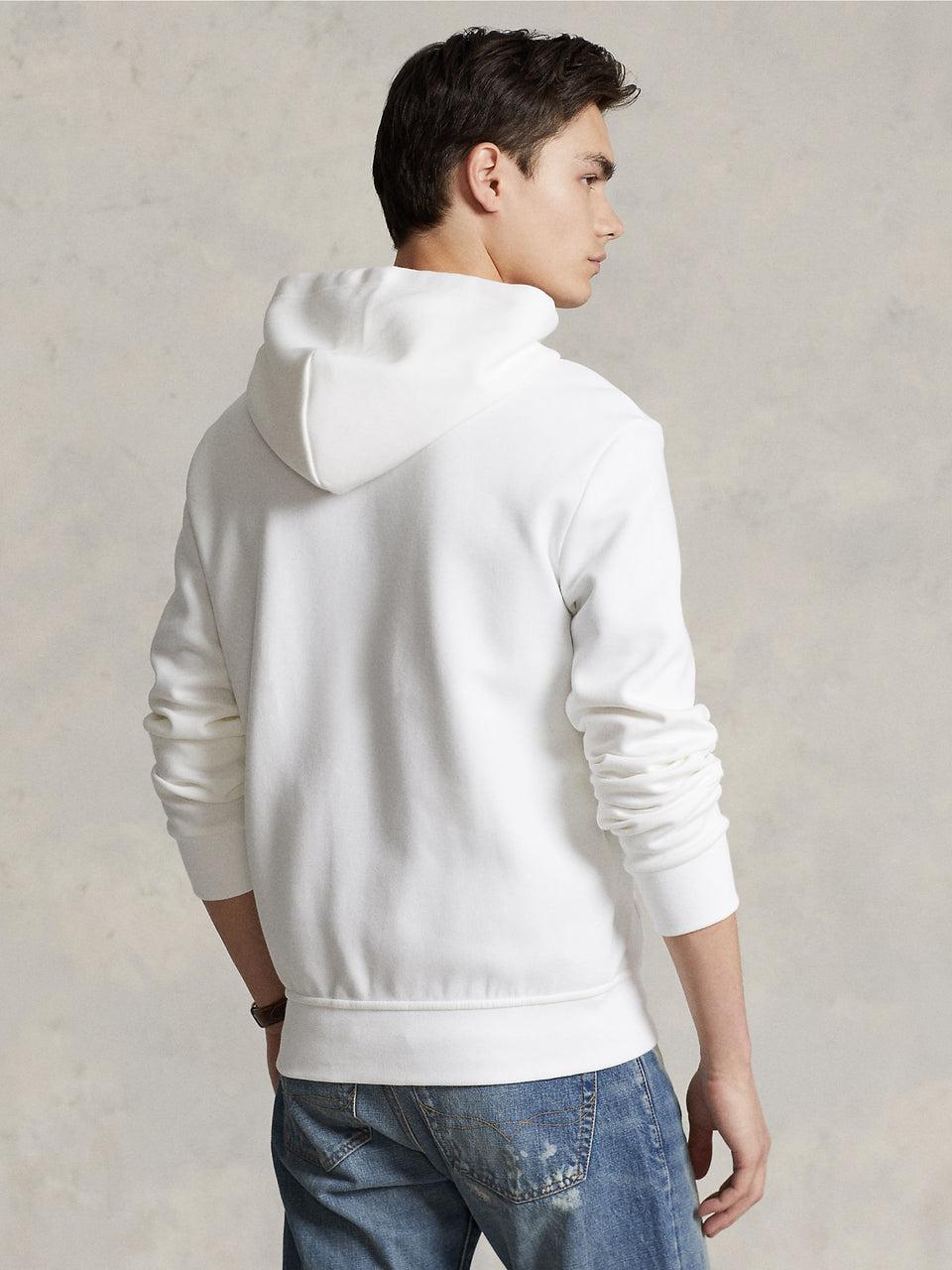 RALPH LAUREN Felpa con Cappuccio e Zip in Maglia Doppia Bianco Offerte