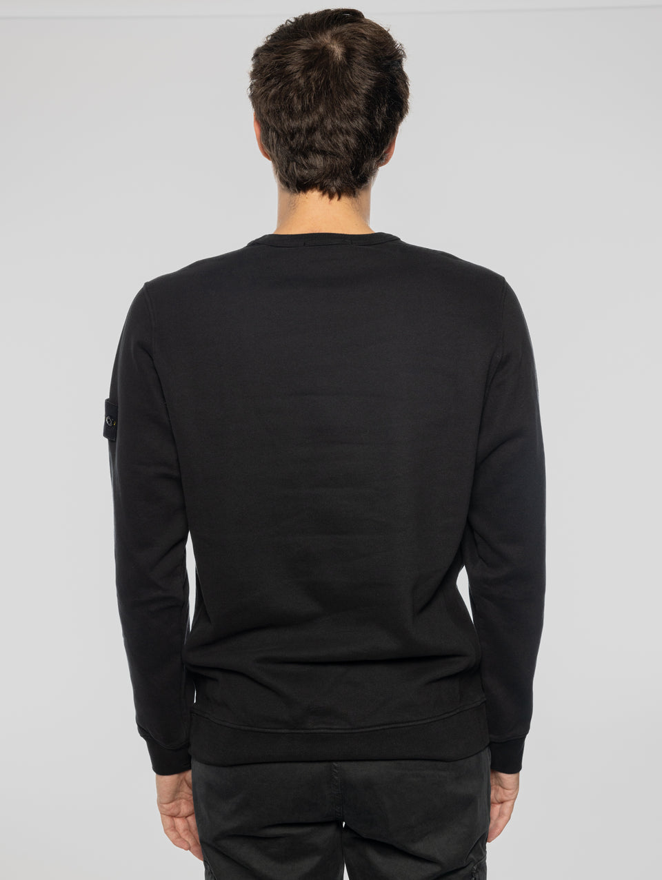 STONE ISLAND Felpa Girocollo in Cotone Nero Hotsell