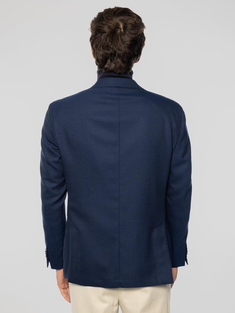 PAOLONI Giacca Sfoderata in Lana Oxford Blu Vendita Economica