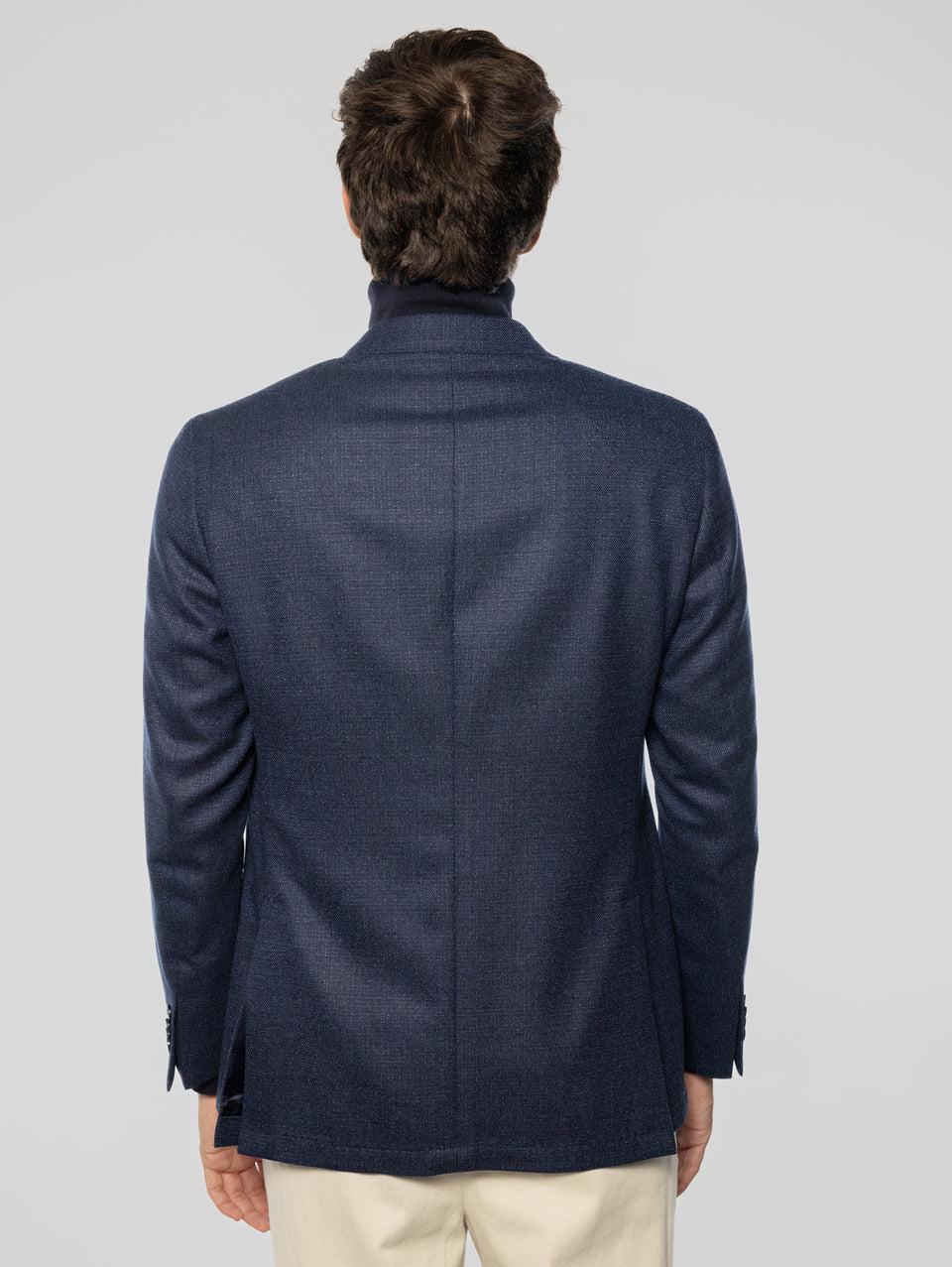 SARTORIA LATORRE Giacca Sfoderata in Pura Lana Blu Melange Vendite Flash