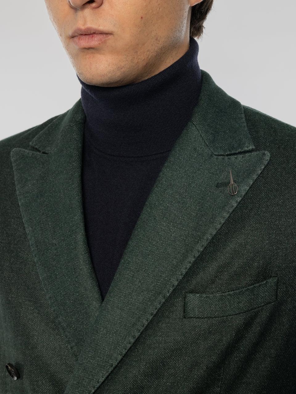 PAOLONI Giacca Doppio Petto in Lana Frosted Verde In Saldo