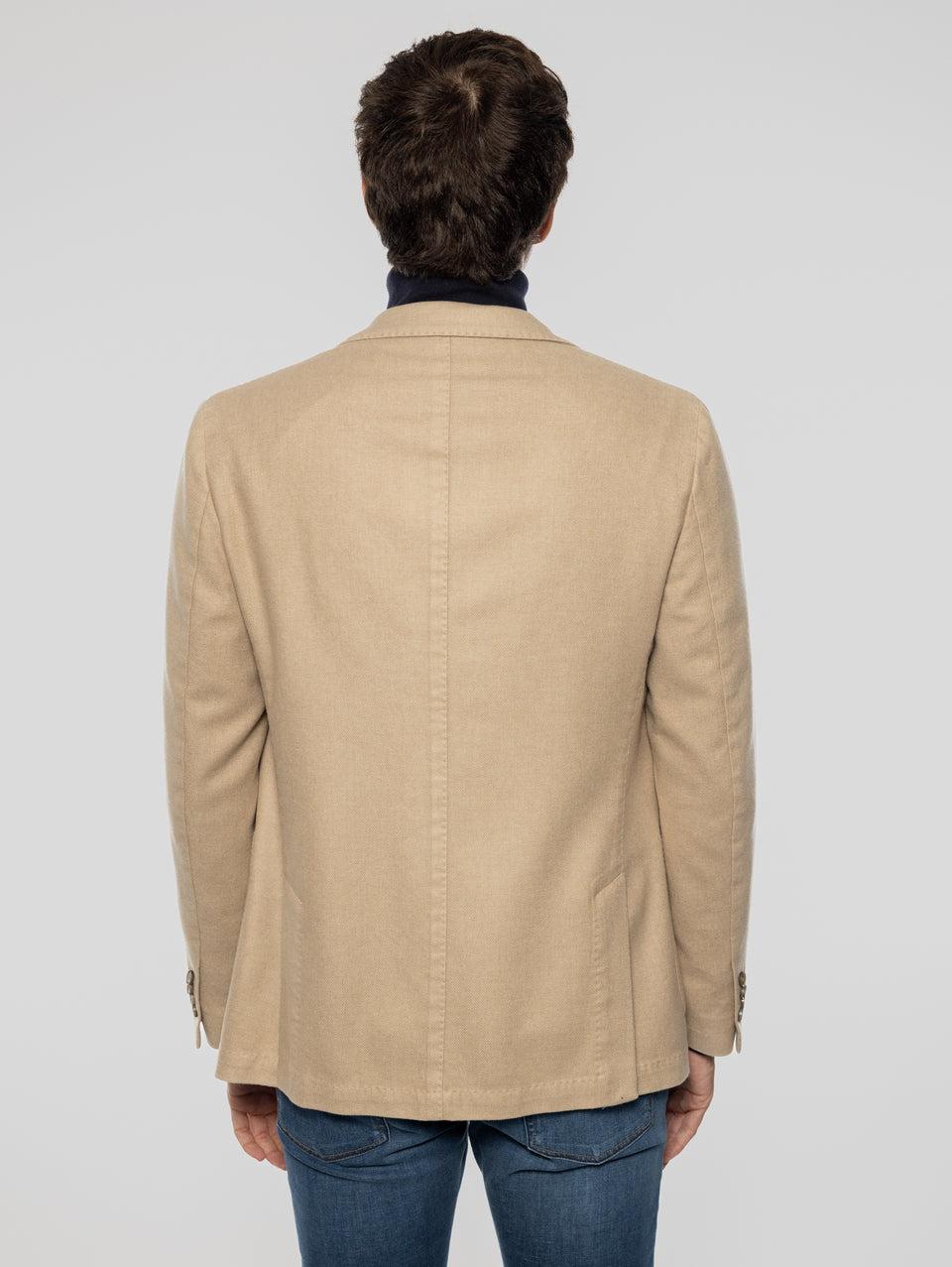 PAOLONI Giacca Doppio Petto in Lana Frosted Beige Italy
