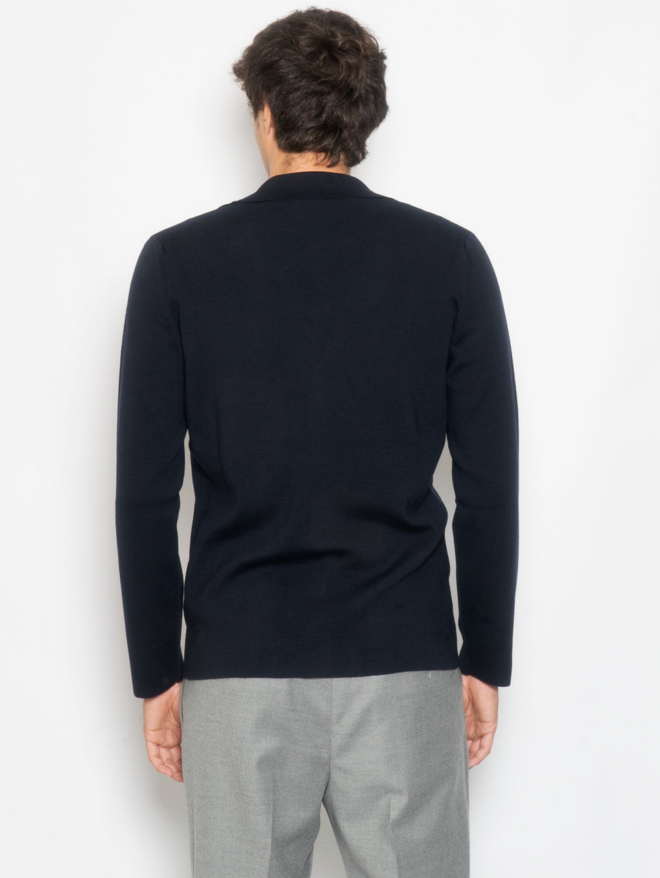 ALPHA STUDIO Giacca in Maglia di Lana Extrafine Blu Notte Italia