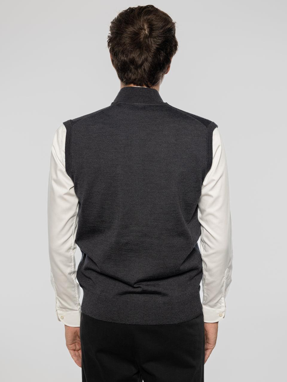 ALPHA STUDIO Gilet in Lana taglio Bomber Antracite Fino Al -60%