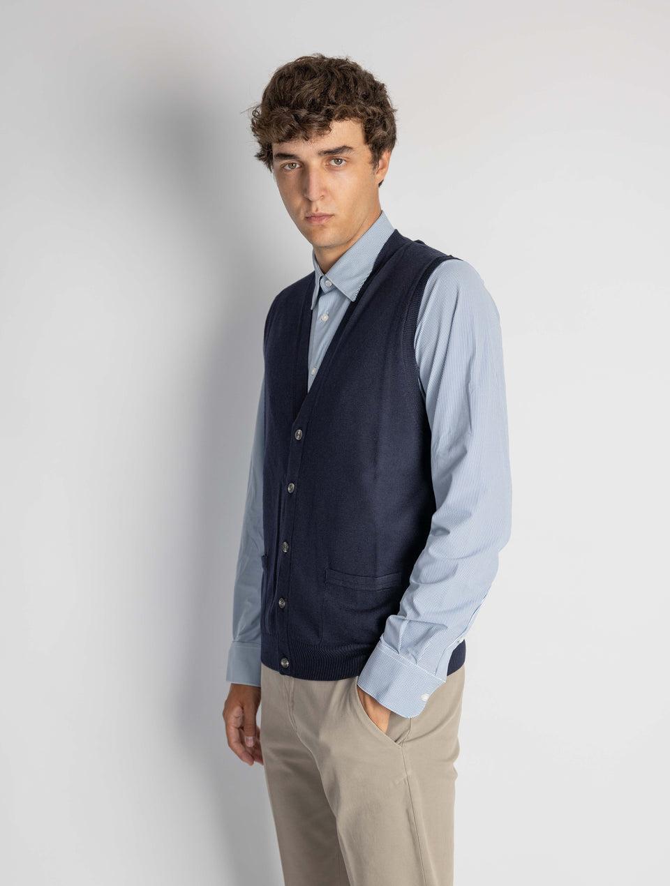 ALPHA STUDIO Gilet con Scollo a V Blu Acquista Ora