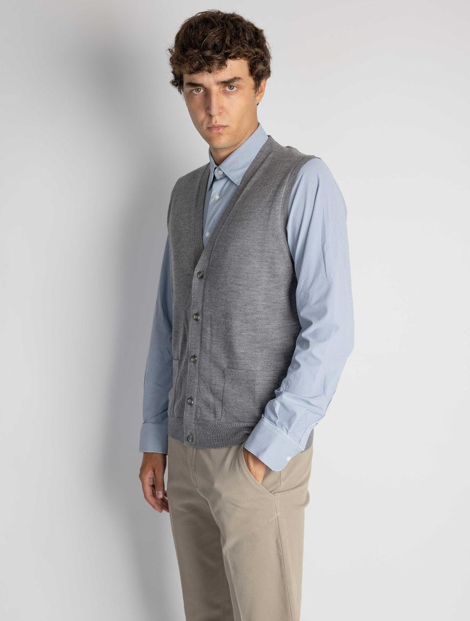ALPHA STUDIO Gilet con Scollo a V Grigio Promozione Limitata