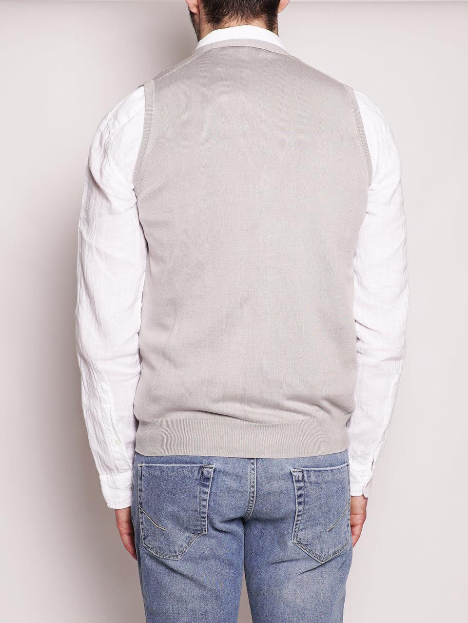 ALPHA STUDIO Gilet in Cotone Frosted Perla Sottocosto