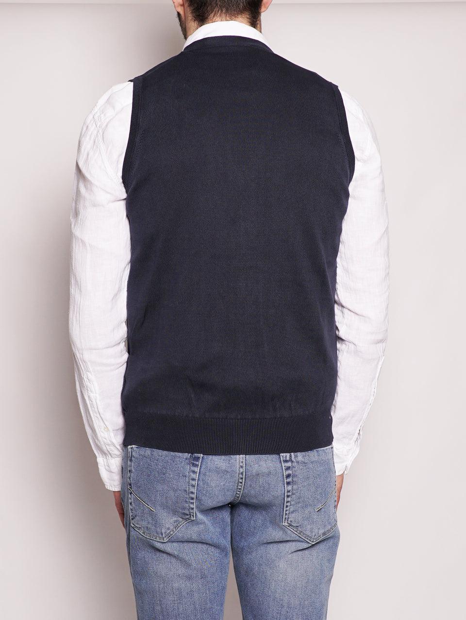 ALPHA STUDIO Gilet in Cotone Frosted Blu Navy Convenienza