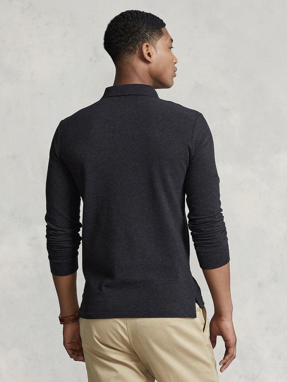 RALPH LAUREN Polo Slim Fit Manica Lunga Antracite Soddisfazione Garantita