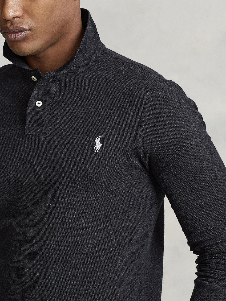 RALPH LAUREN Polo Slim Fit Manica Lunga Antracite Soddisfazione Garantita