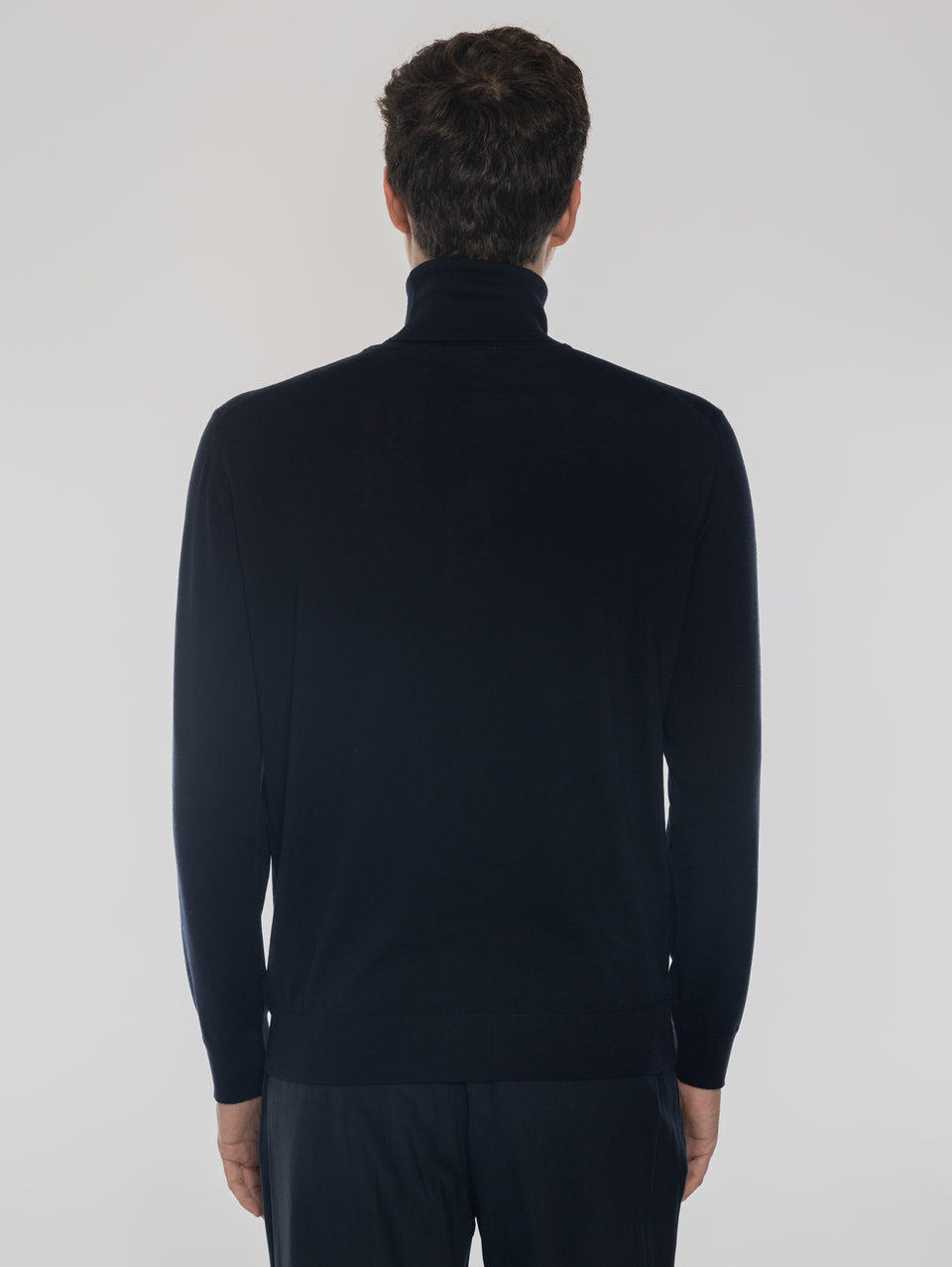 ALPHA STUDIO Maglia Collo Alto in Lana Ultrafine Blu Qualità Garantita