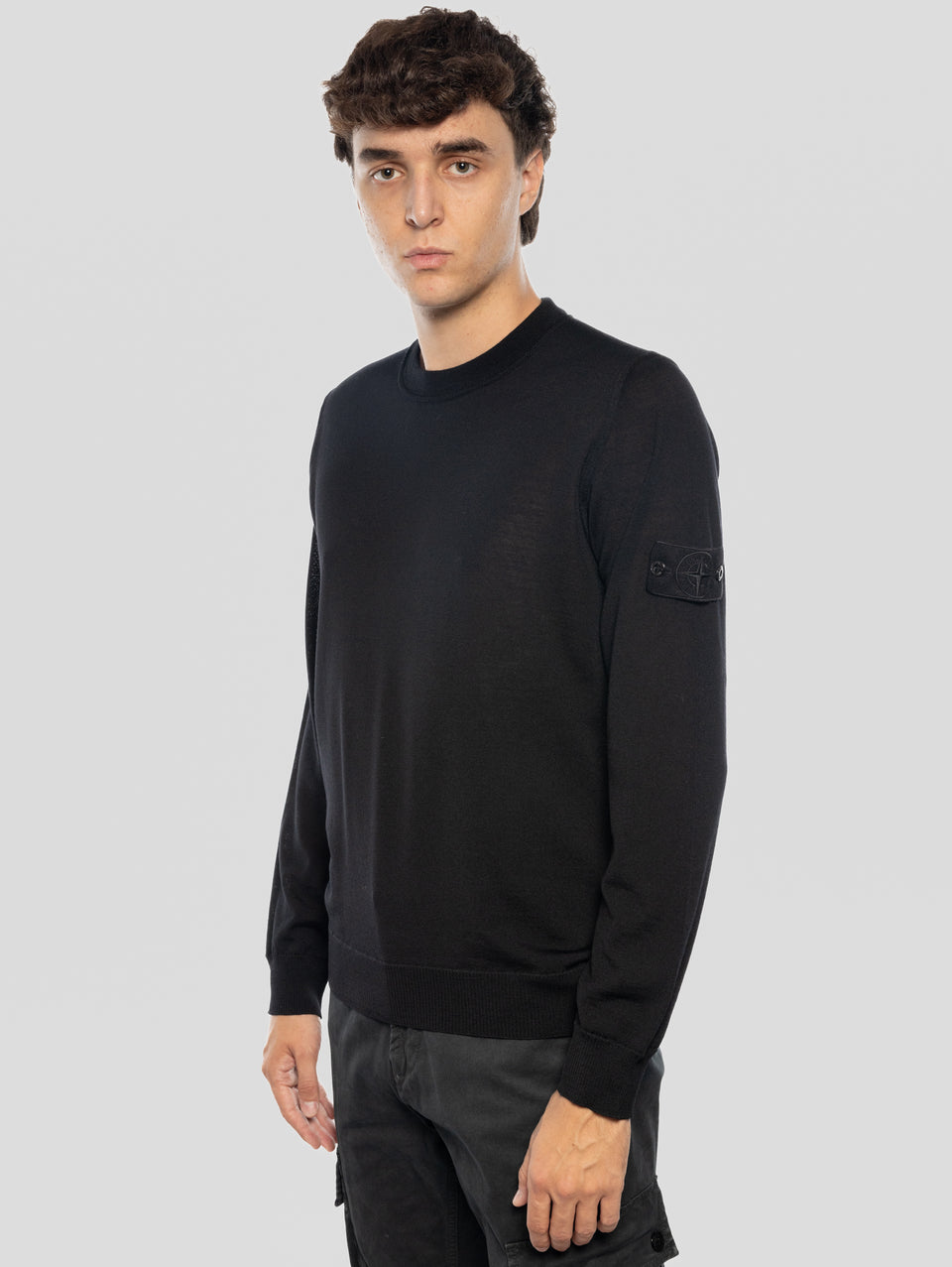 STONE ISLAND Maglia Girocollo Ghost in Lana Nero Negozi Online