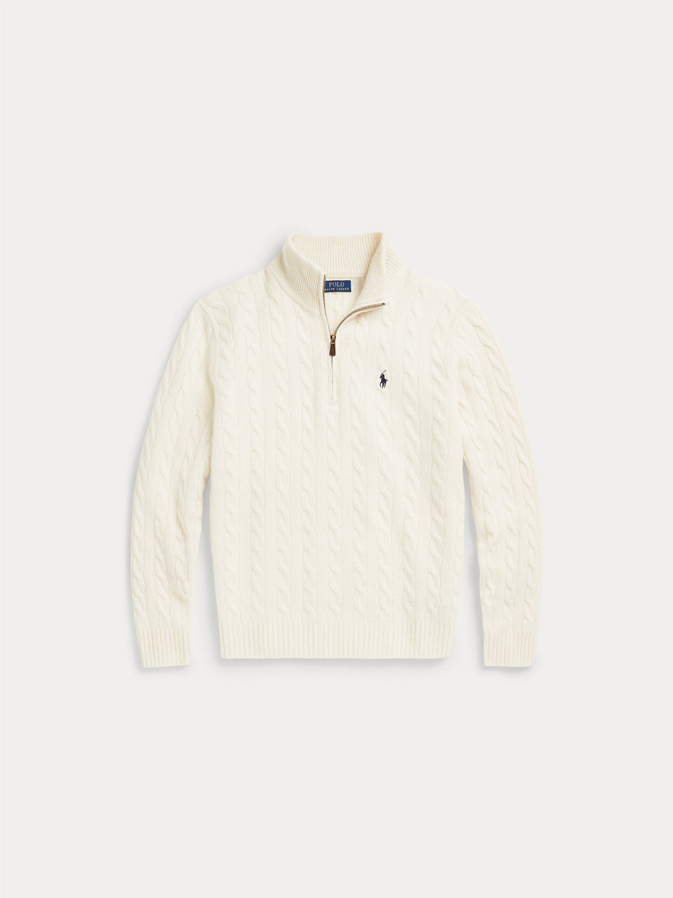RALPH LAUREN Maglia Mezza Zip a Trecce Crema Promozione Limitata