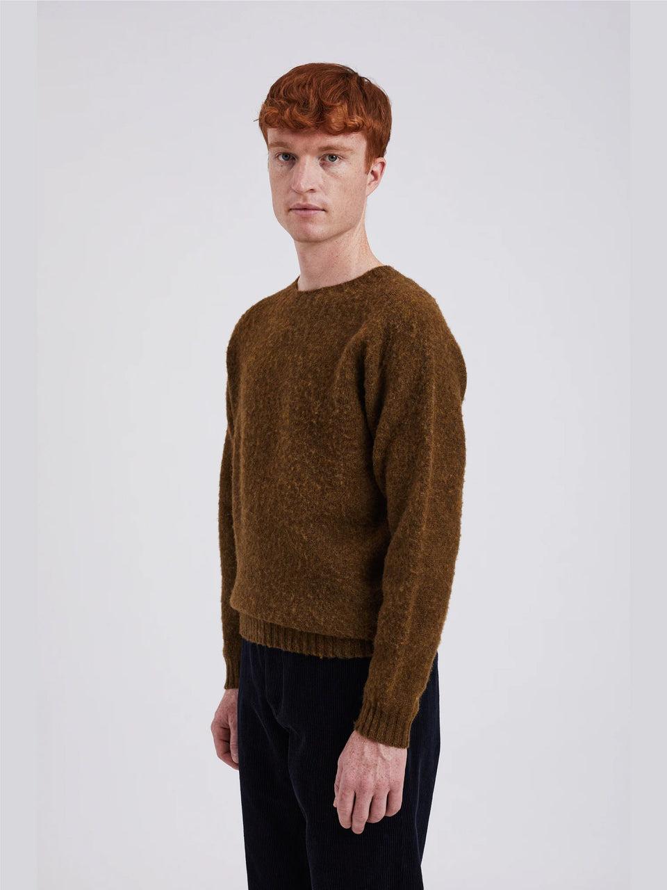 NORSE PROJECTS Maglia Girocollo in Lana Scozzese Birnir Oliva Shopping Online