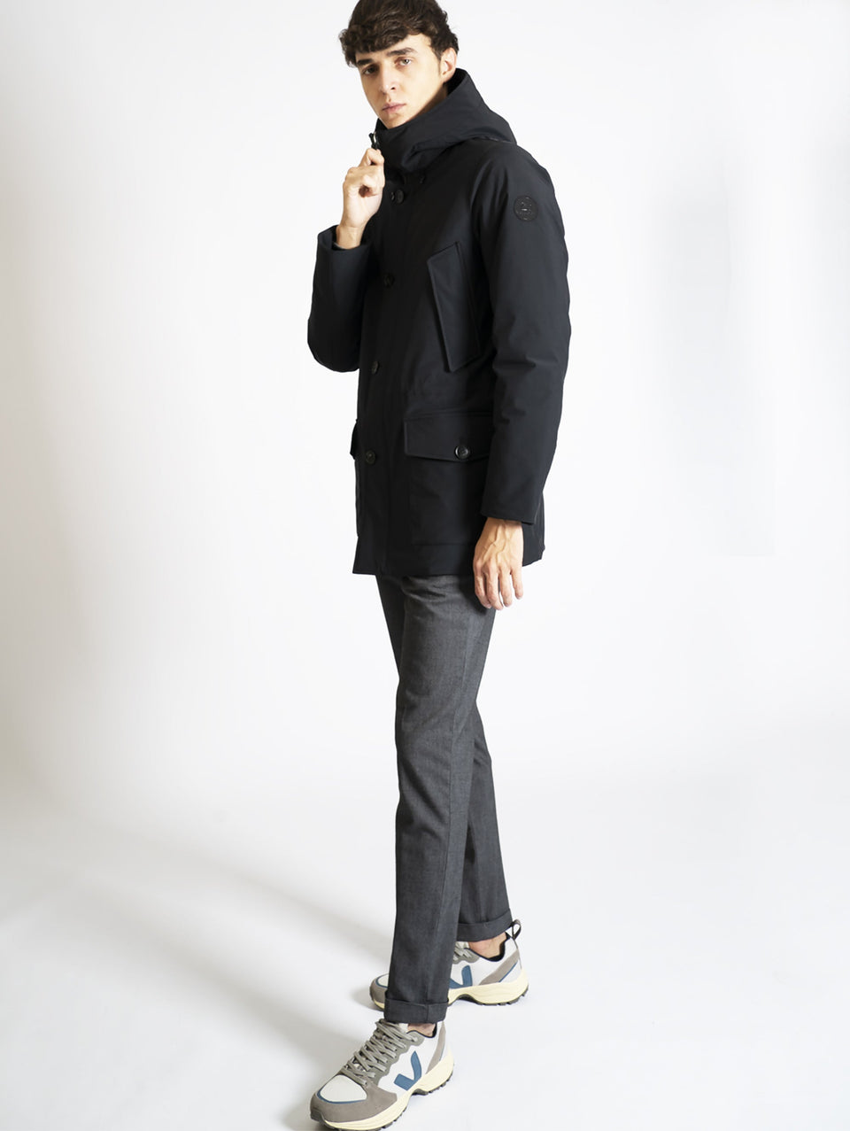 WOOLRICH Parka Arctic in Tessuto Stretch Nero Promozione temporanea