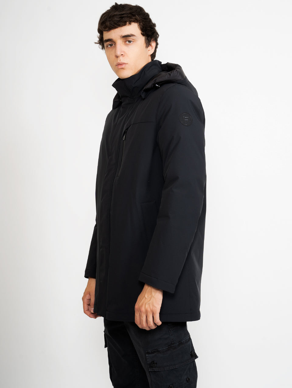 WOOLRICH Parka Mountain in Tessuto Stretch Nero Italia
