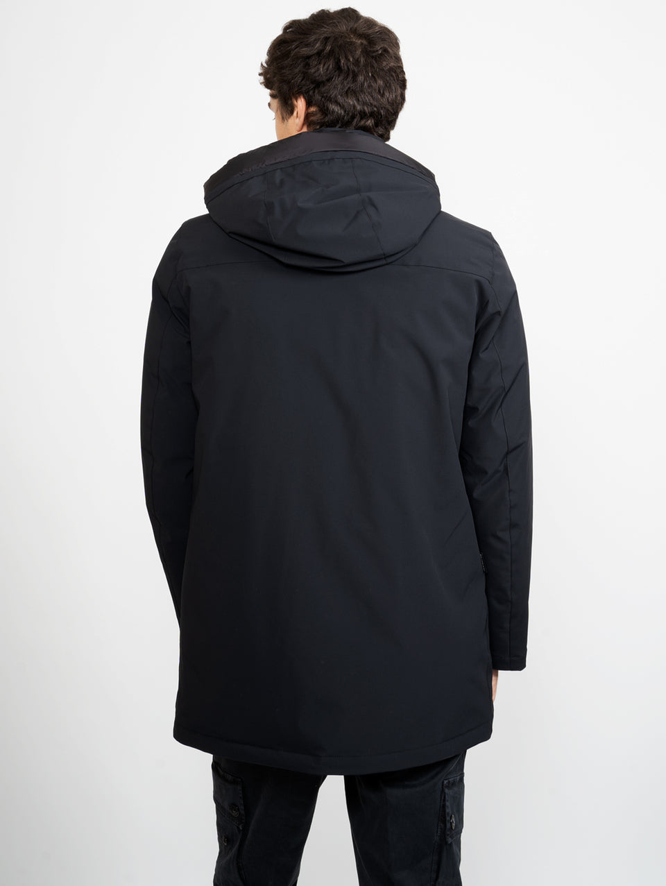 WOOLRICH Parka Mountain in Tessuto Stretch Nero Italia