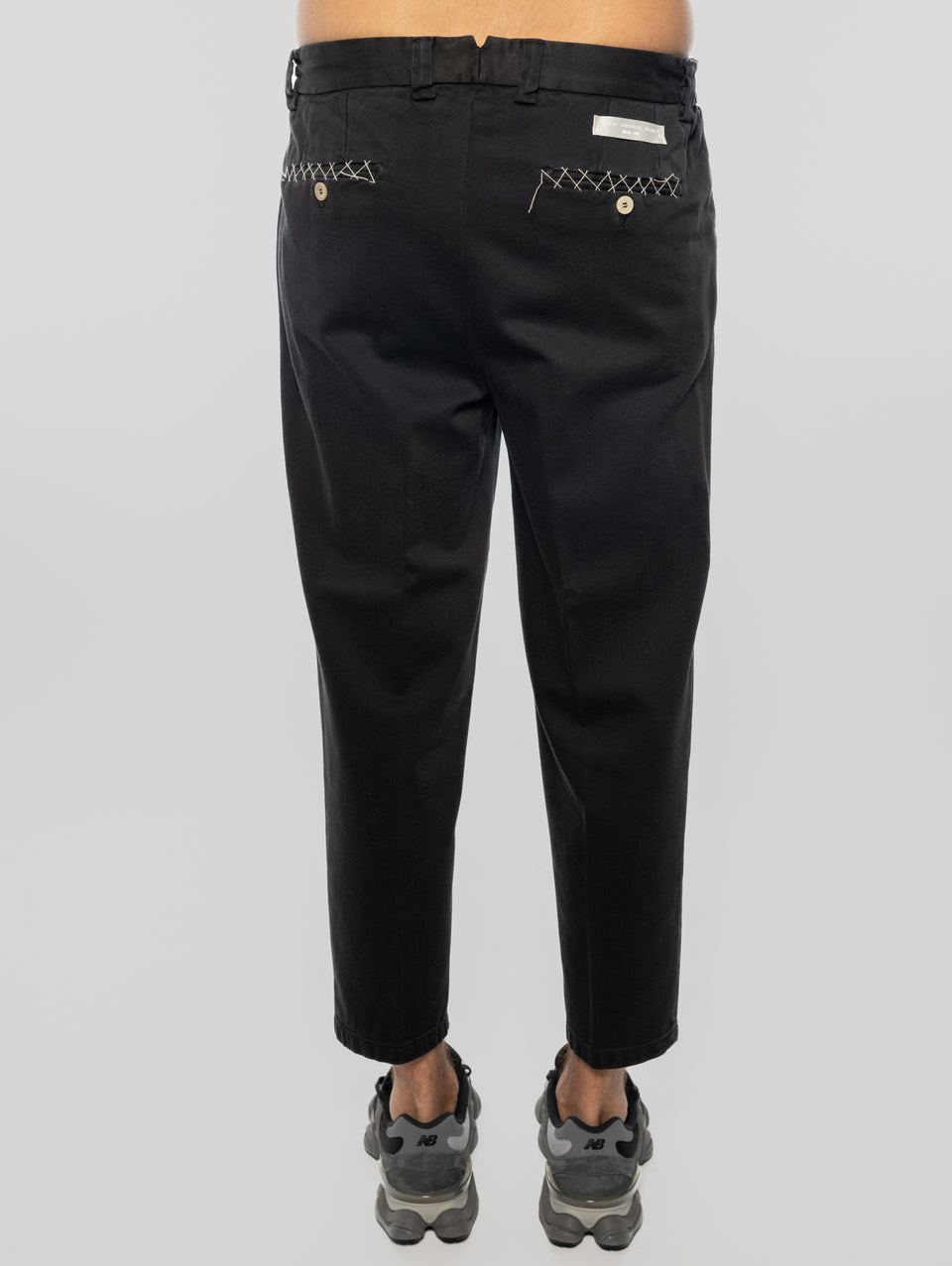 BRIGLIA 1949 Pantaloni in Bull Denim con Pinces Nero Soddisfazione Garantita