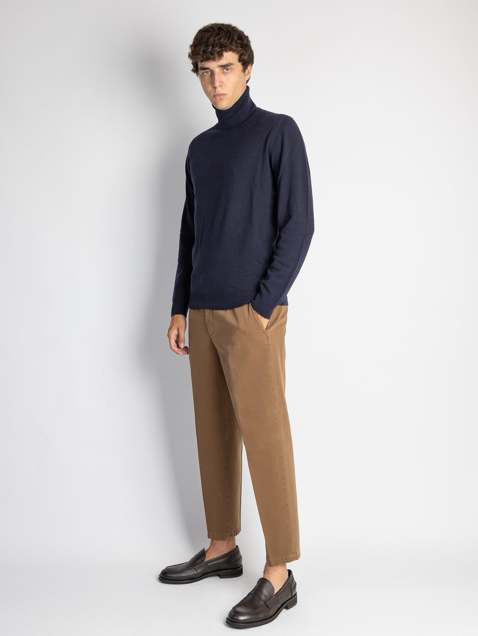 BRIGLIA 1949 Pantaloni in Bull Denim con Pinces Tabacco Fino Al -60%