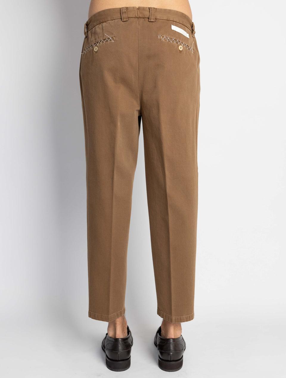 BRIGLIA 1949 Pantaloni in Bull Denim con Pinces Tabacco Fino Al -60%