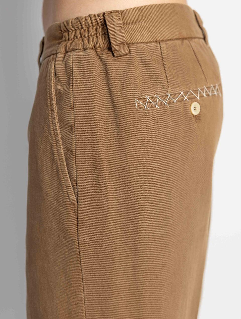 BRIGLIA 1949 Pantaloni in Bull Denim con Pinces Tabacco Fino Al -60%