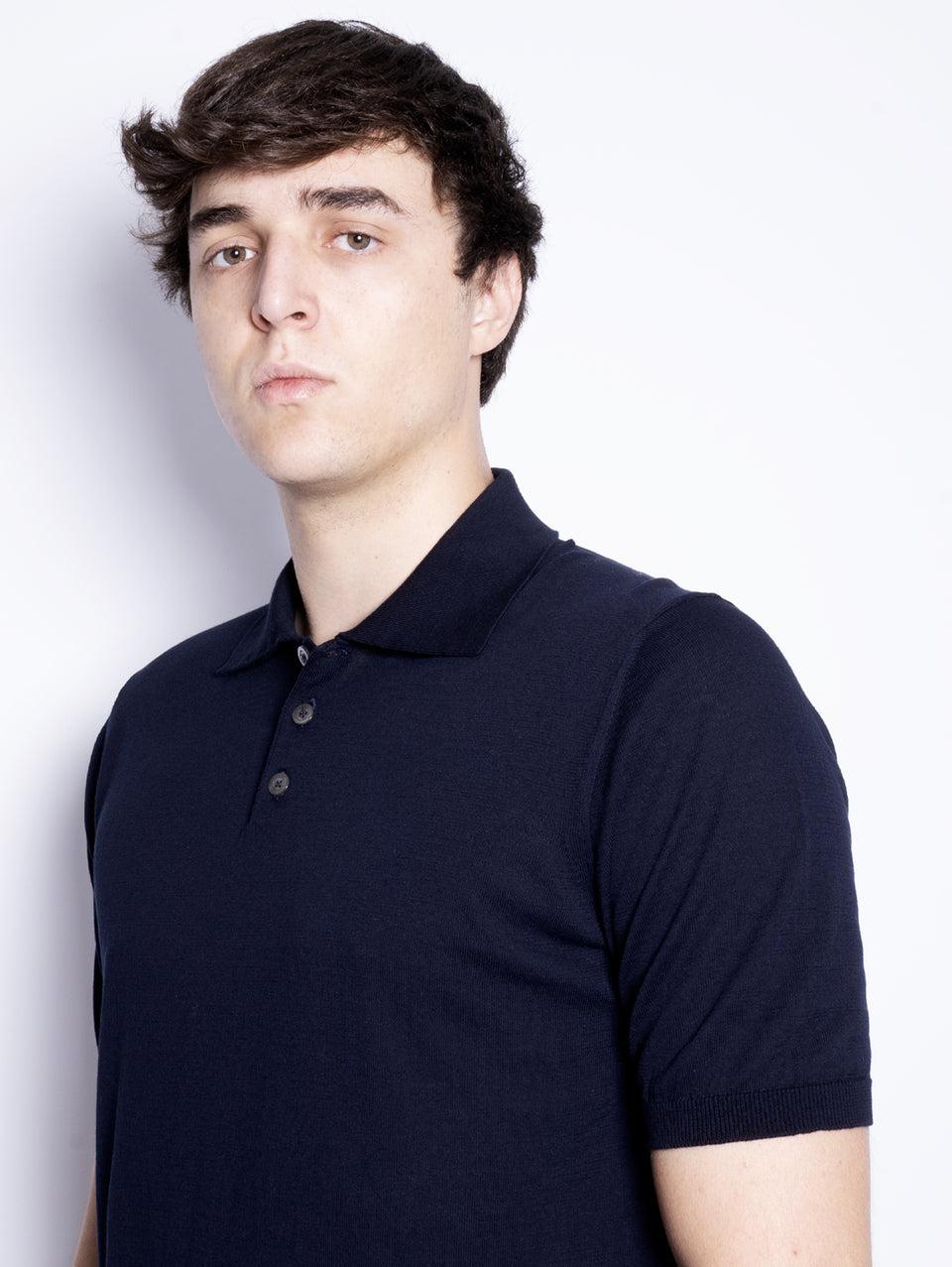 ALPHA STUDIO Polo con Tre Bottoni Blu Notte Vendita Calda