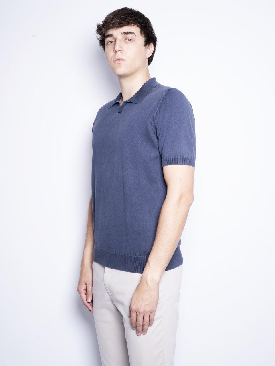 ALPHA STUDIO Polo in Cotone Tinto in Capo Blu Vendite Flash