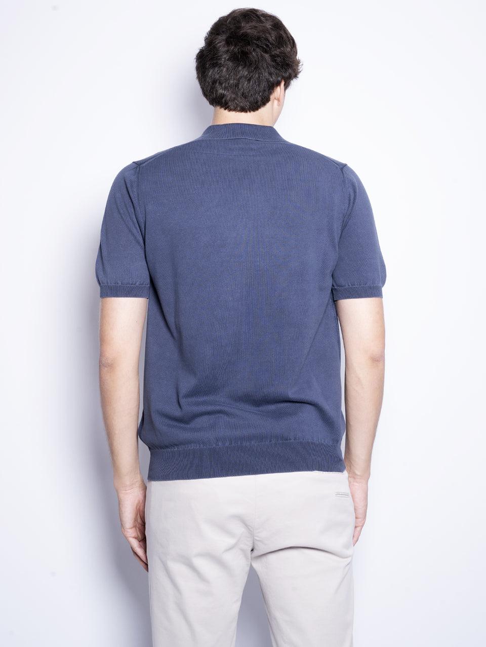 ALPHA STUDIO Polo in Cotone Tinto in Capo Blu Vendite Flash