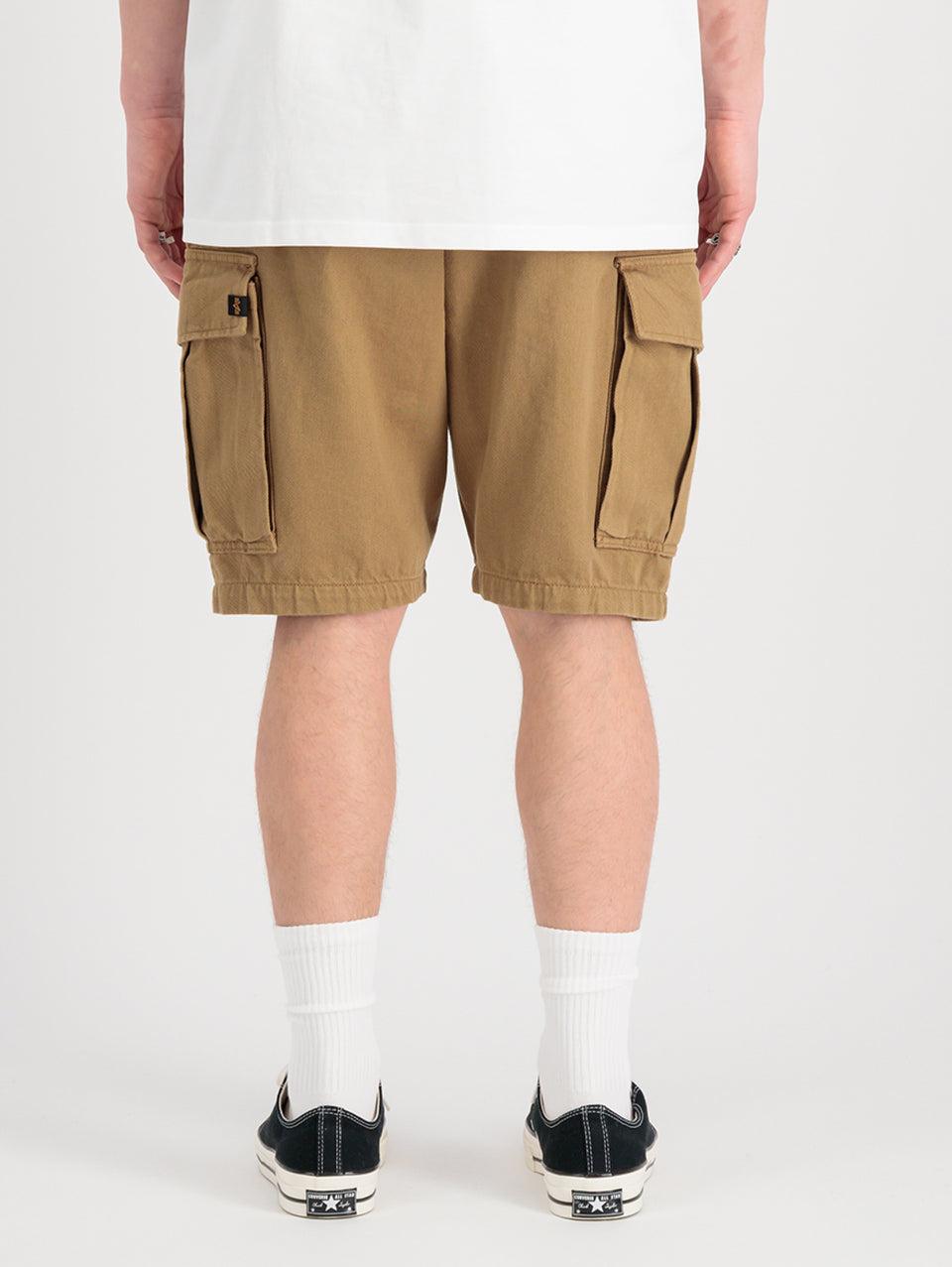 ALPHA INDUSTRIES Shorts Cargo con Pince in Twill di Cotone Khaki 2025