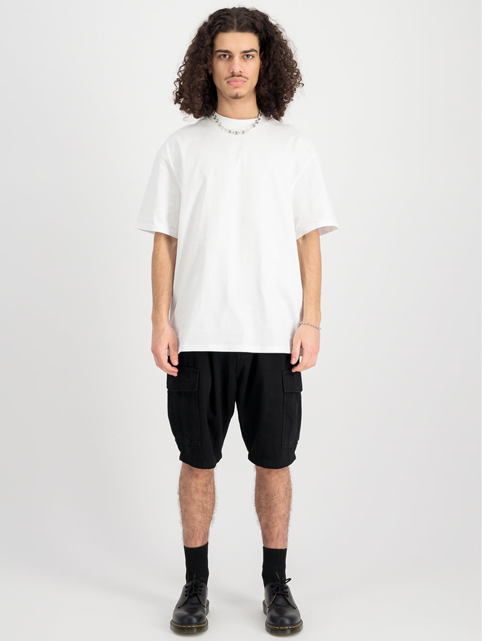 ALPHA INDUSTRIES Shorts Cargo con Pince in Twill di Cotone Nero Italy