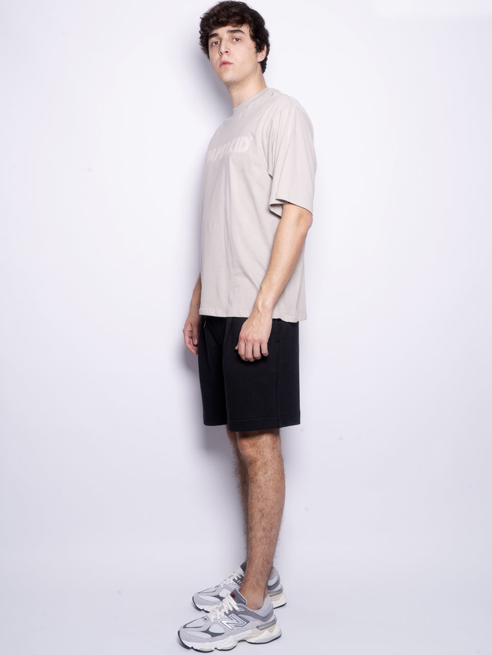 A PAPER KID Shorts in Felpa con Pince Nero Vendita